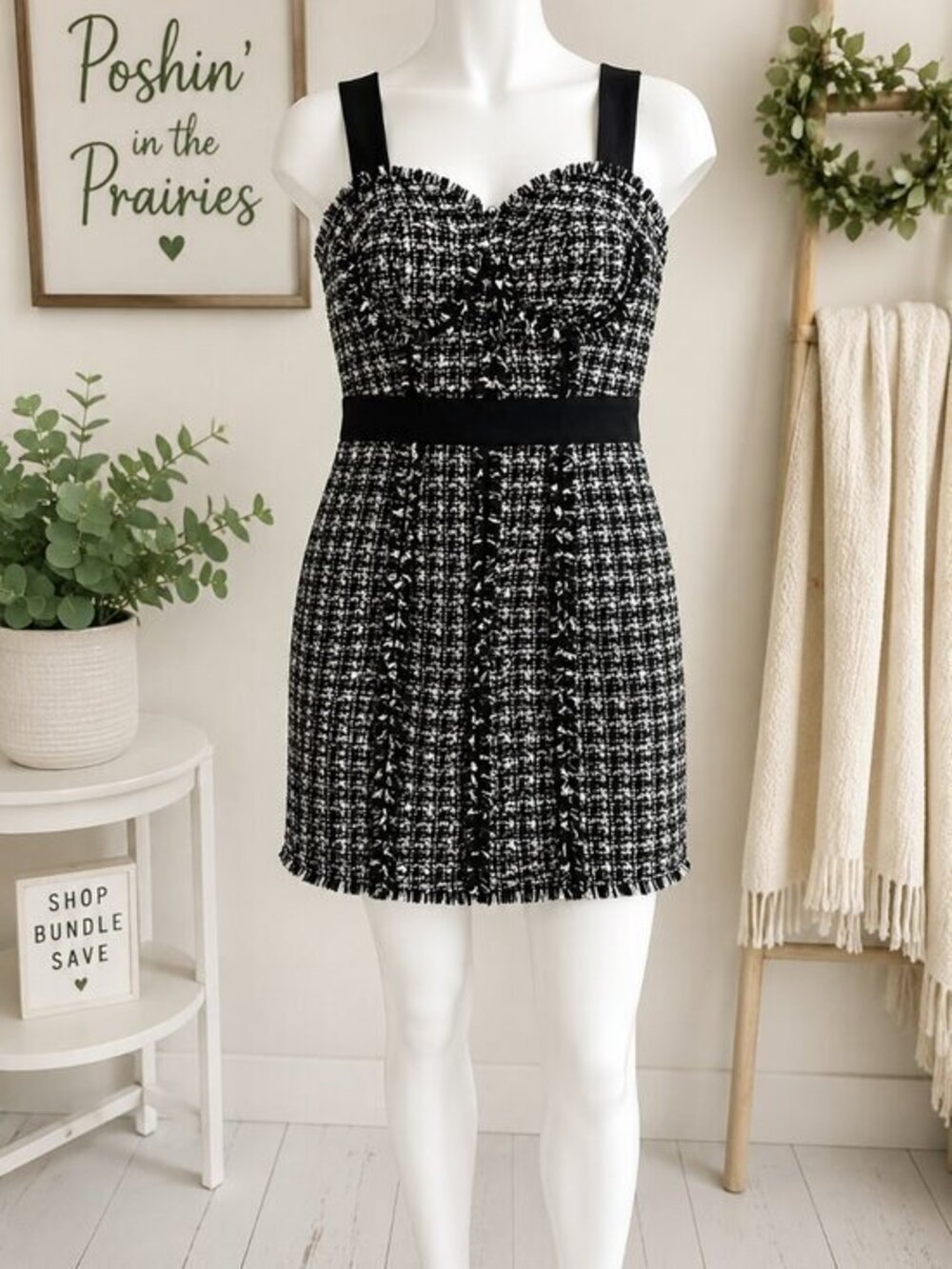 🖤 GUESS Black & White Tweed Dress 🖤 Size 1
